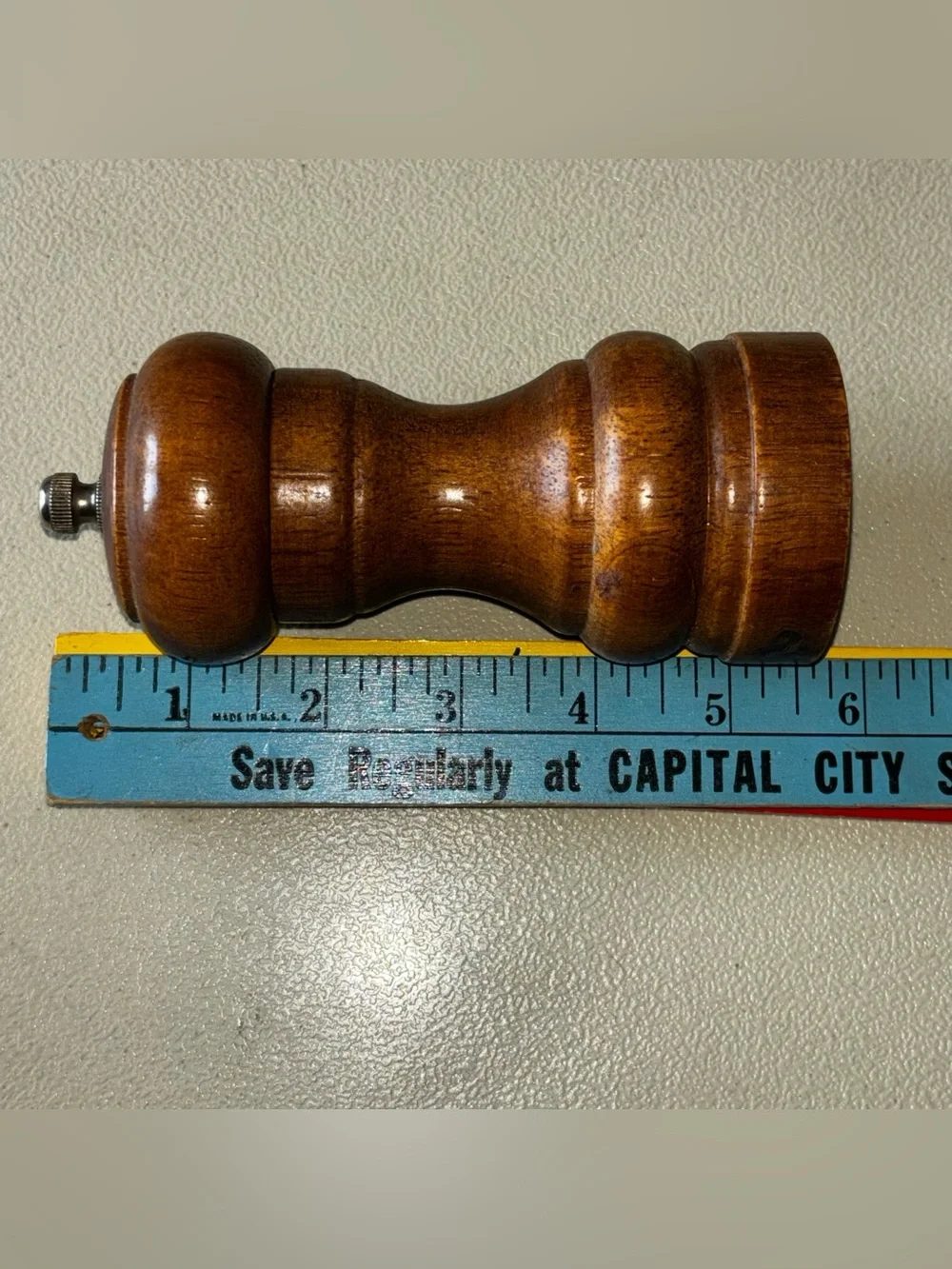 Vintage Chin Te Fa Wooden Pepper Mill Grinder Stainless Steel Taiwan 5½”